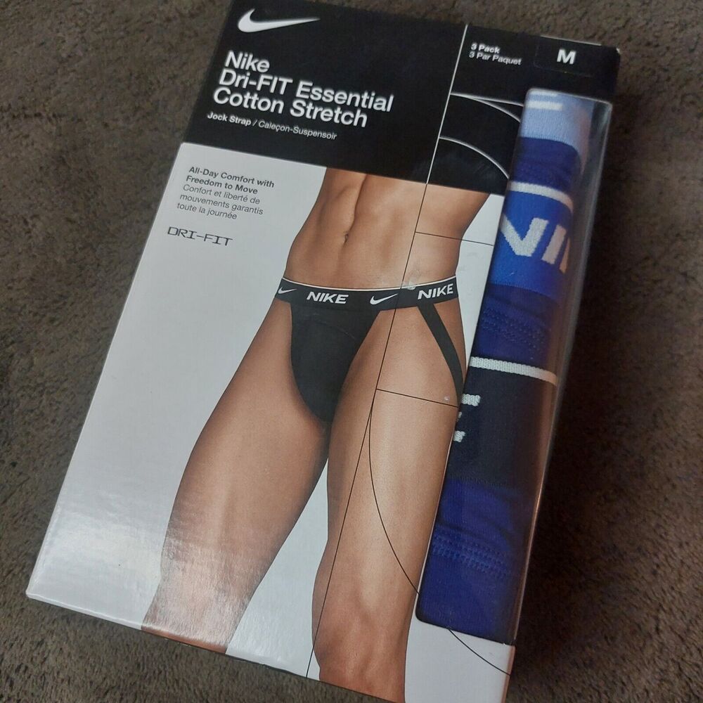 Nike Dri-FIT Essential Men's Blue Cotton Jockstraps 3 Pack